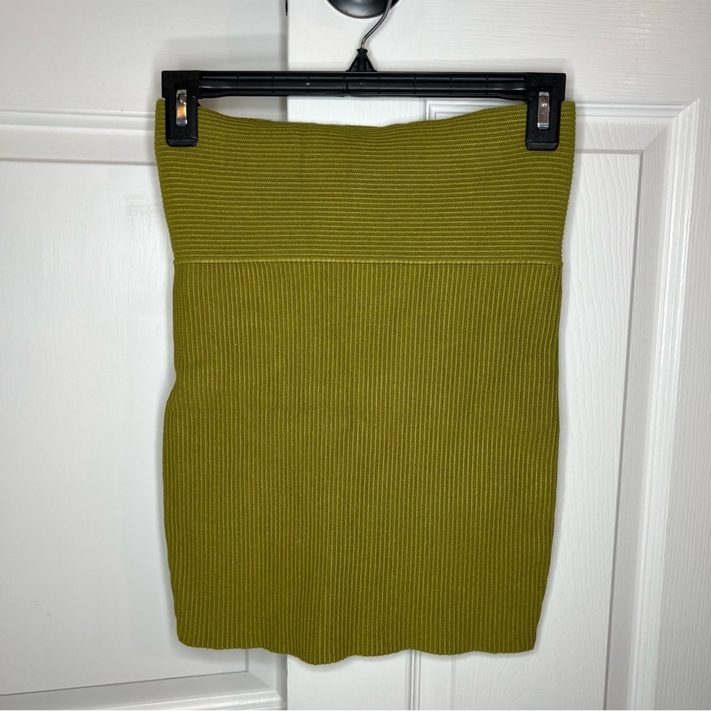 House of Harlow 1960 High Waisted Green Ribbed Mini Skirt Women's Small